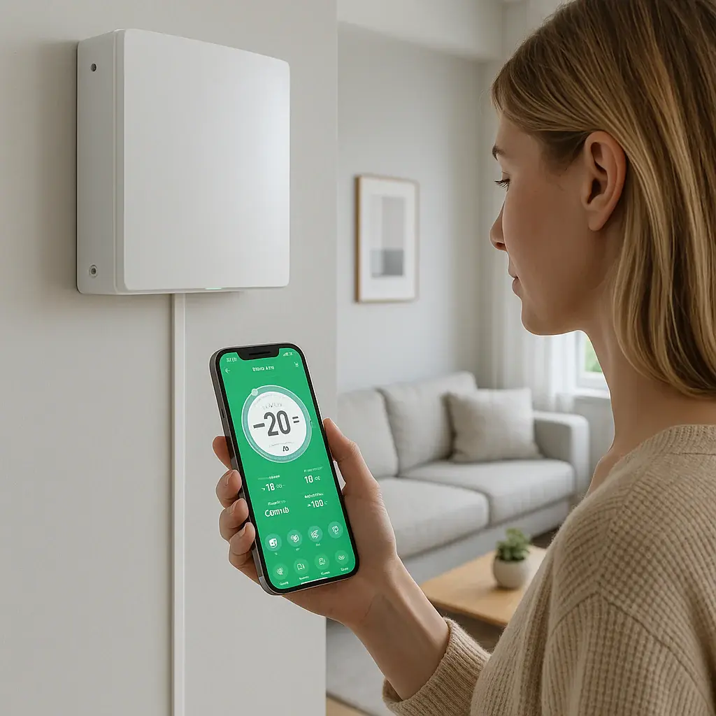 En bild på Mini-FTX funktion i en app, där en vanlig person har installerat Prana Mini-FTX i sitt hem och använder den